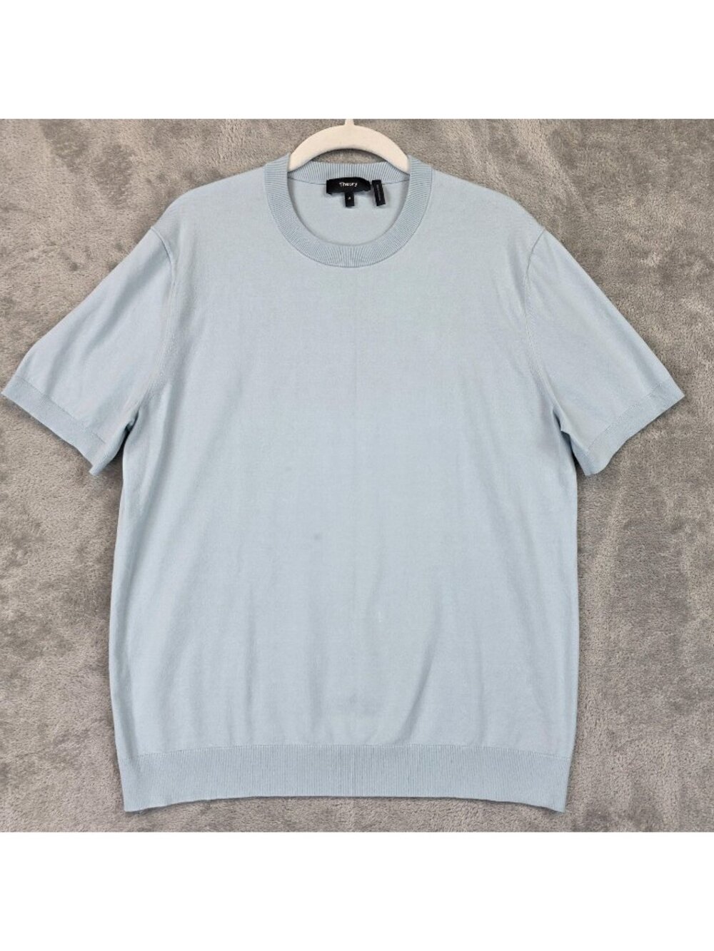 Theory Soris Tee Mens M Blue Lightweight Short Sleeve Crew Neck Knit Pullover